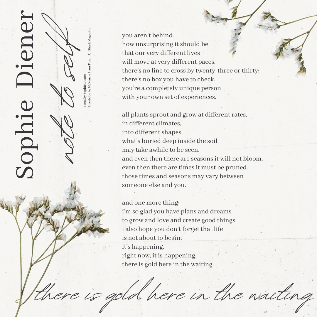 Broadside by McKenzie Lynn Tozan of Sophie Diener's Poem "Note to Self"